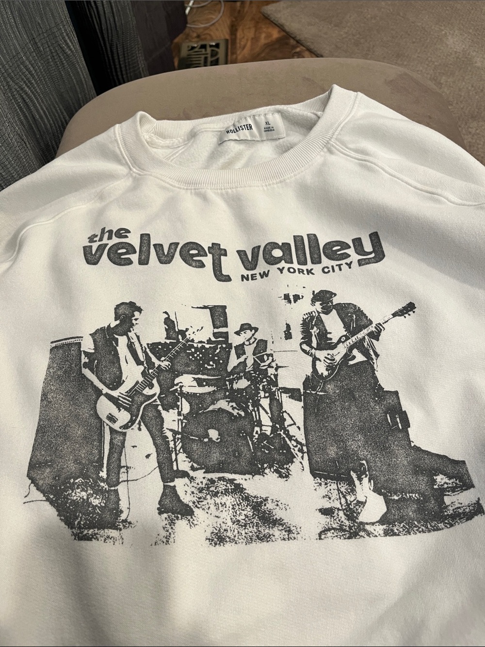 Hollister White Velvet Valley Graphic Sweatshirt